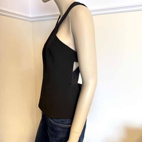 BCBG Maxazria Makenlee black cutout peplum top - Picture 7 of 14